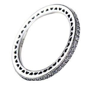 925 Sterling Silver Oxidized Hearts Ring